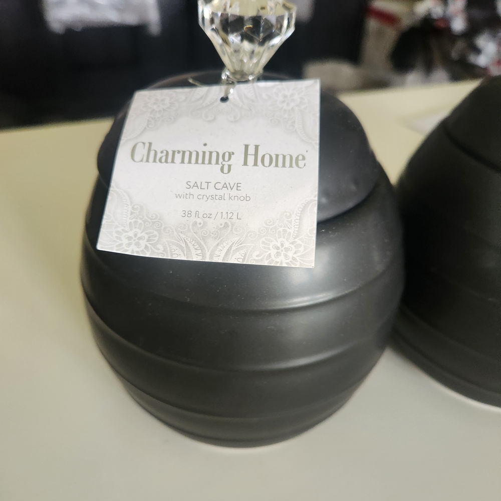 Black Butter Dish with Crystal Knob - Picture 3 of 4